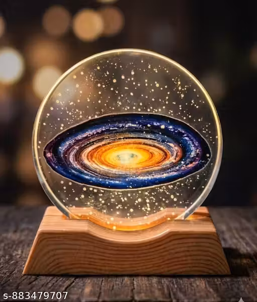 Shukaam 3D Galaxy Crystal Night Lamp | Creative Engraved Night Light | USB Power LED Crystal for Home Decoration Birthday Gift for Teens|Boys, Girls (Warm White) (Galaxy)