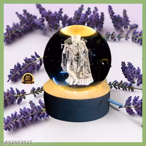 Shukaam Radha Krishna crystal ball lamp for home office and temple