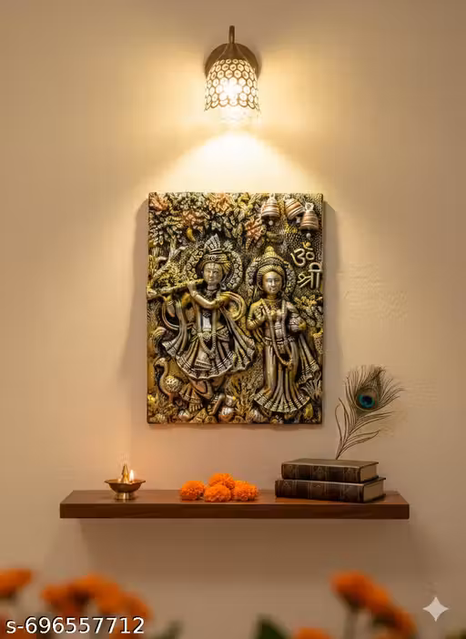 Radha Krishna Decorative Wall Hanging (23×30 cm Plastic, Multicolor Showpiece) Ideal for home decor, pooja room, gifting & spiritual spaces