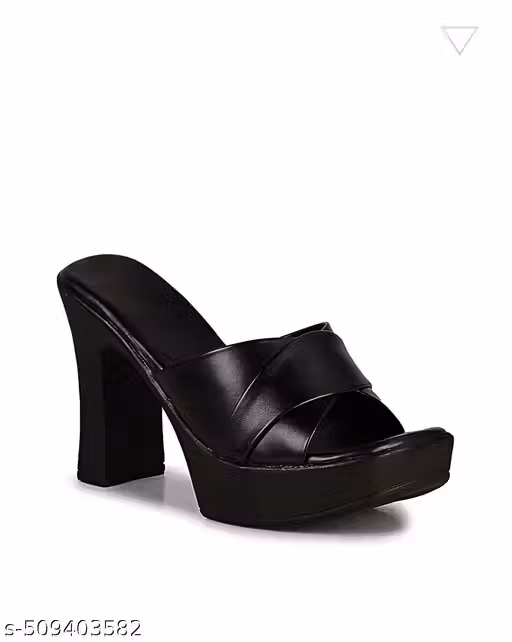 Black Chunky Heel Slipper for Women | Stable Platform Sandal