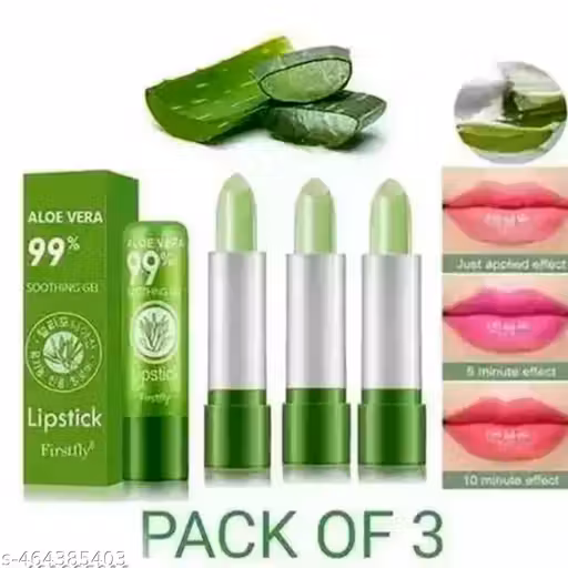 Fancy cool product green lipstick 3 pcs | Aloe vera moisturizing lipstick long lasting notorious lip balm
