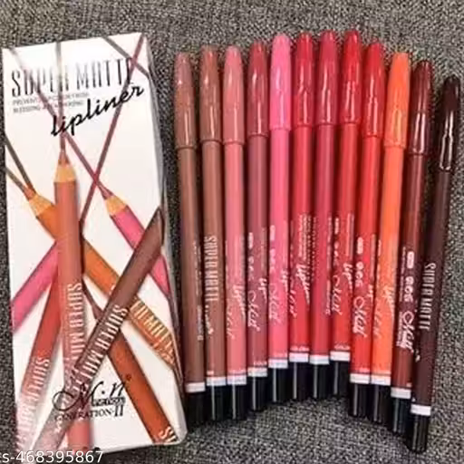 Super Matte Multicolor Trendy Lip Liner Pencils for Makeup 12 Shades