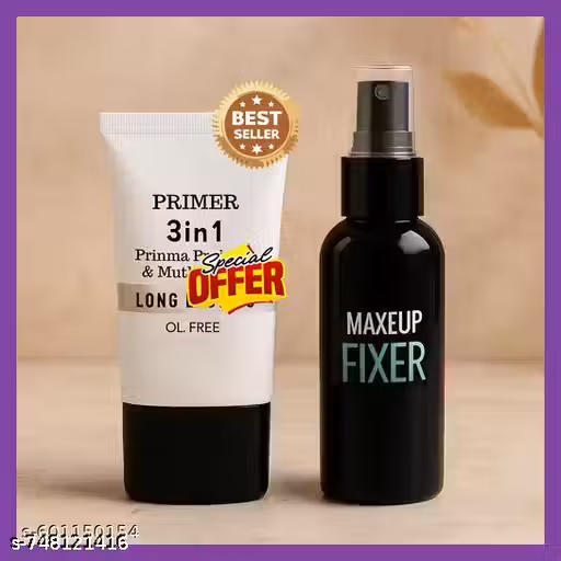 3 in 1 Long Lasting Oil Free Primer + Makeup Fixer Natural glow (Transparent) Primer - (Transparent)
