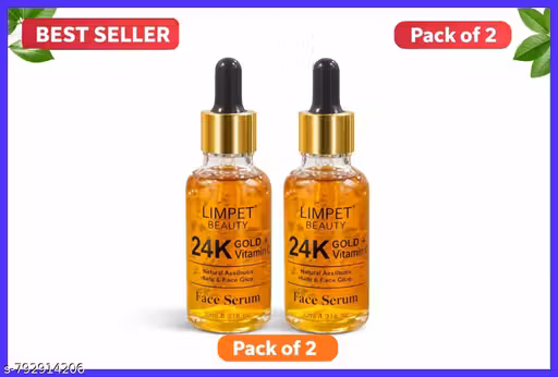24k Gold Face Serum, 24 carat gold serum, gold face serum, Combo of 2 Pack - Skin Brightening Serum , Anti-Aging, Skin Repair, Supercharged Face Serum, Dark Circle, Fine Line & Sun Damage Corrector Face Serum