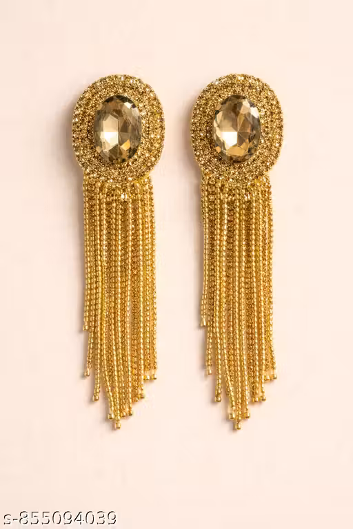 Golden Glam Statement Tassel Earrings
