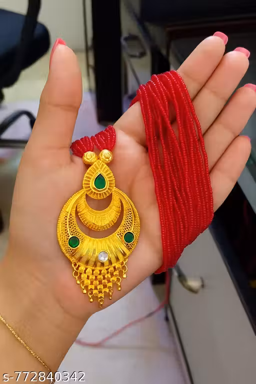 Traditional Gold Plated Green Beaded Necklace with Pendant | Ethnic Handmade Multi-Strand Mala | Bridal & Festive Jewelry