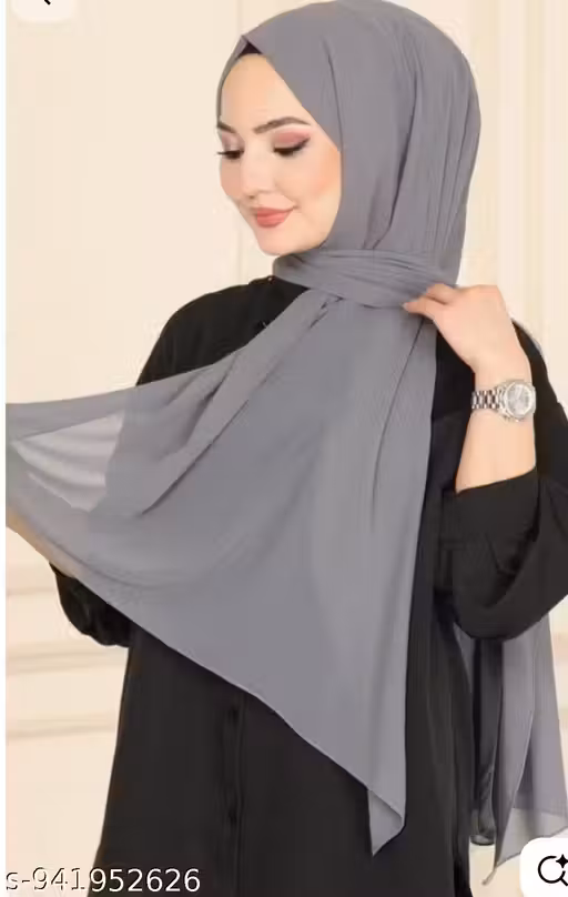 Premium Chiffon Hijab - Soft Grey | Lightweight Everyday Modest Wrap