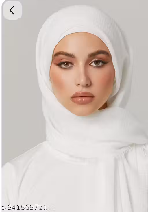 Premium White Cotton Crinkle Hijab – Lightweight, Breathable, & Effortless Modest Scarf for Daily Wear