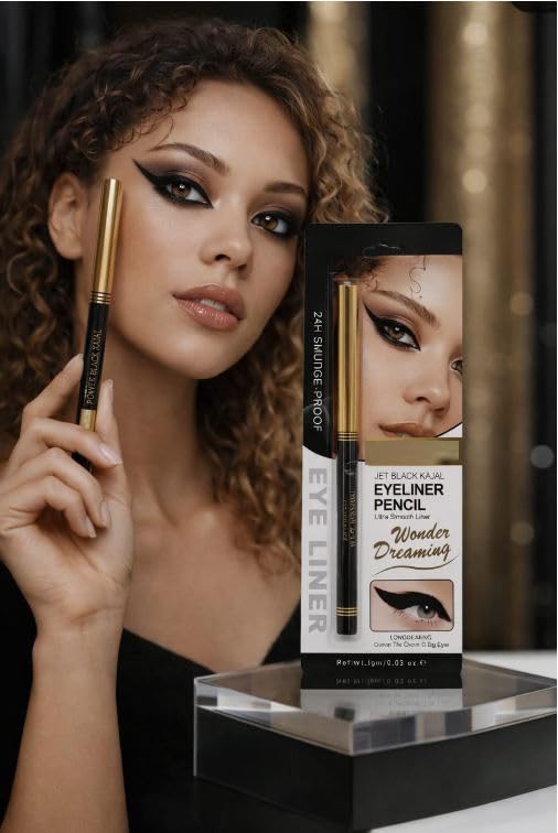 B INIK Black Colour Kajal Eye Liner Pencil, Matte Finish, Waterproof, Smudge Proof, Long Lasting, 1Gram