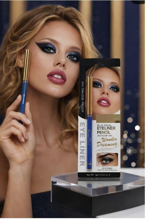 B INIK Blue Colour Kajal Eye Liner Pencil, Matte Finish, Waterproof, Smudge Proof, Long Lasting, 1 gram