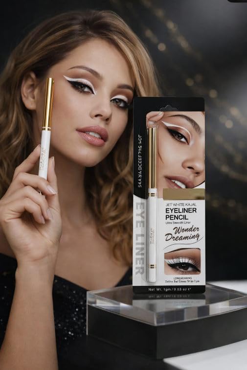 B INIK White Colour Kajal Eye Liner Pencil, Matte Finish, Waterproof, Smudge Proof, Long Lasting,1grams