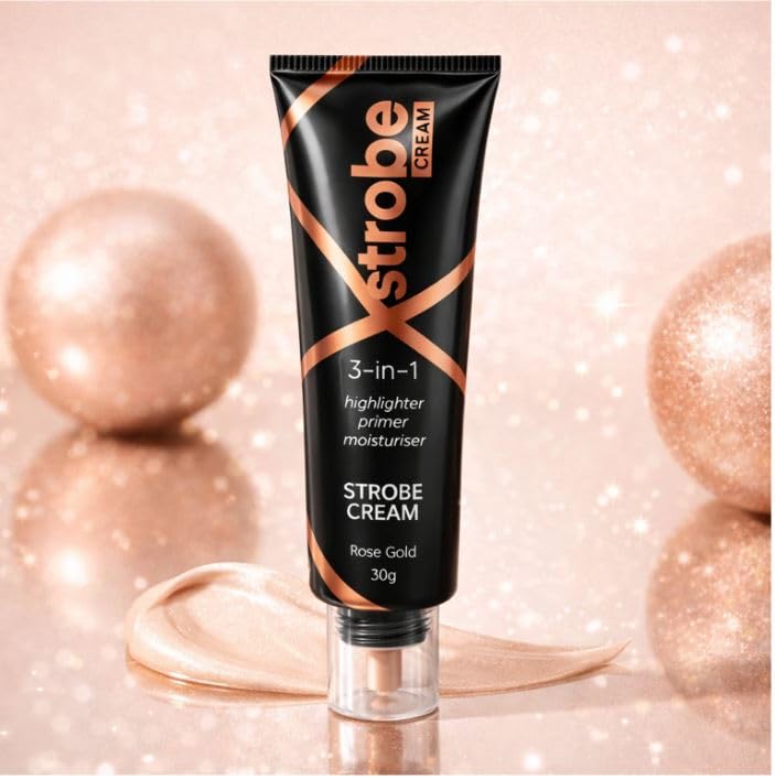 B INIK Strobe Cream 3-in-1 Highlighter, Primer and Moisturiser, Rose Gold, 30g