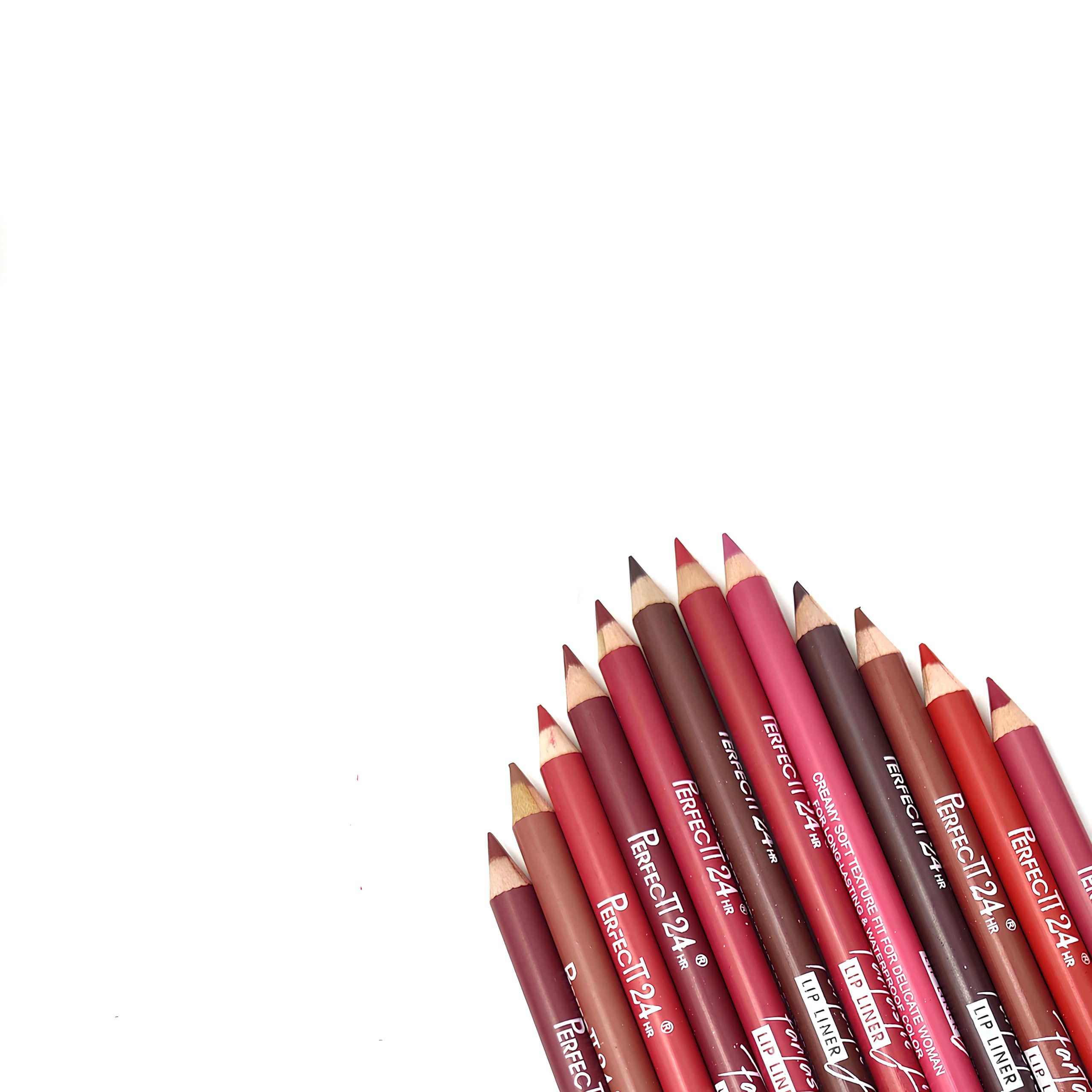 B INIK Lip Liner Pencil Set, Multi-color Assortment Including Nude Pink Mauve Brown Burgundy Red Coral Rose, Matte Finish, 12 Pieces