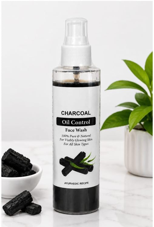 B INIK Charcoal Oil Control Face Wash, Gel Form, 200ml, Ayurvedic Recipe, 100% Natural, for All Skin Types