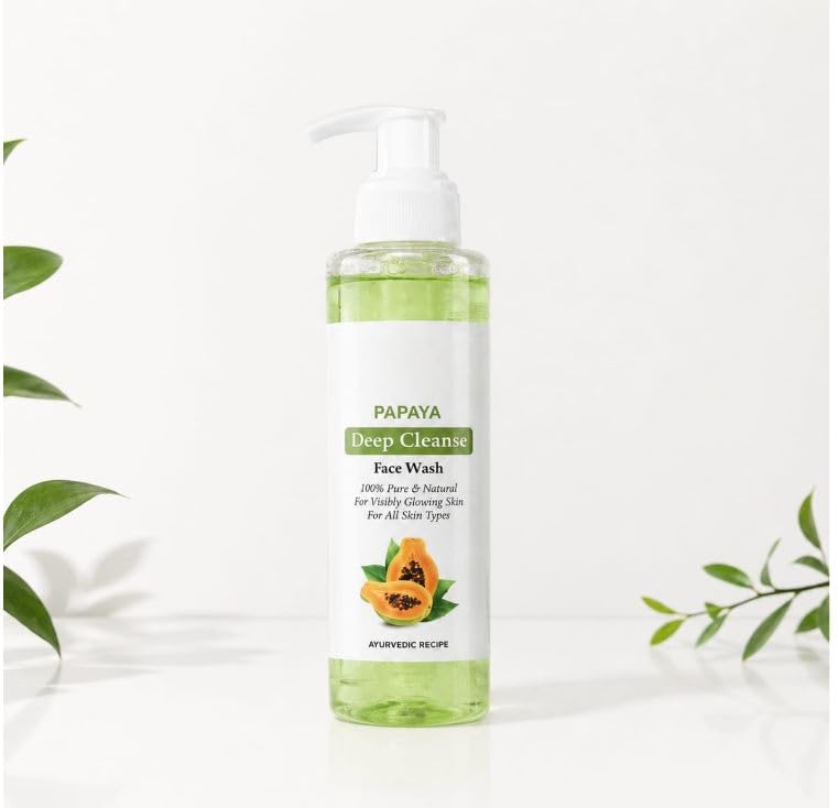 B INIK Papaya Deep Cleanse Face Wash, Gel Form, for All Skin Types, Ayurvedic Recipe, 200ml