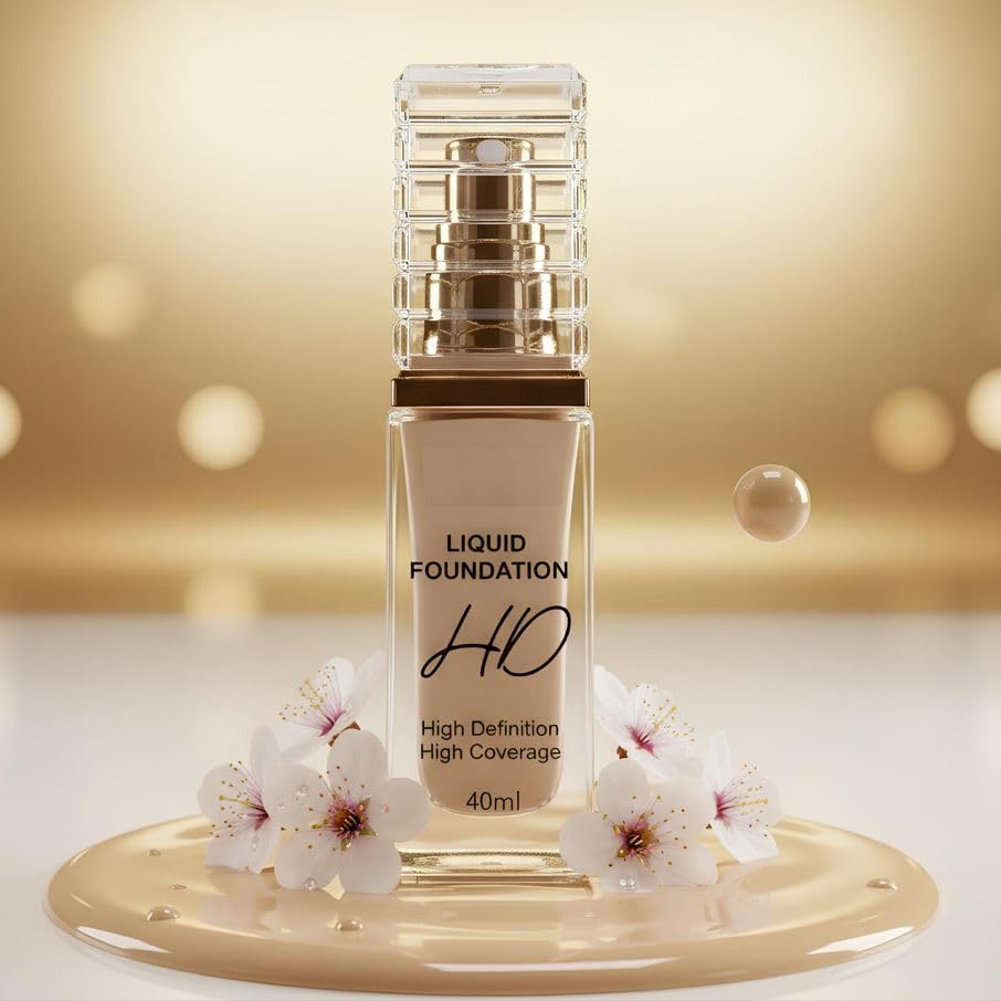 B INIK HD Liquid Foundation, High Definition Full Coverage, Matte Finish, 40ml, All Skin Types