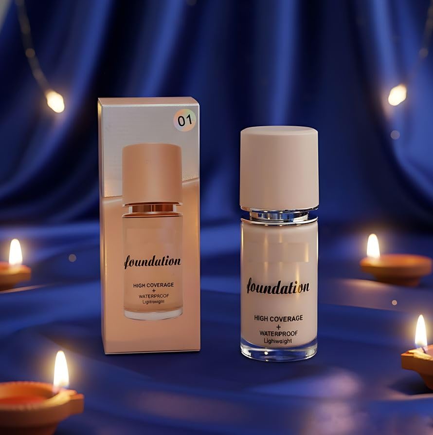 B INIK HD Liquid Foundation, High Definition High Coverage, Beige, 30ml, Long Lasting Lightweight Formula with Pump Dispenser