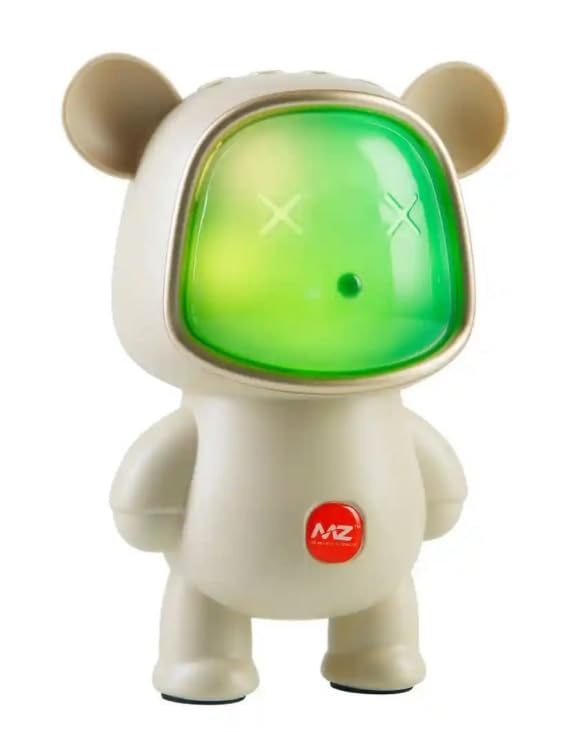 B INIK Astronaut Bear Bluetooth Speaker, Space Theme, Colour Changing Display, Green Glowing Helmet, Collectible Art Toy Figure (Random Color)