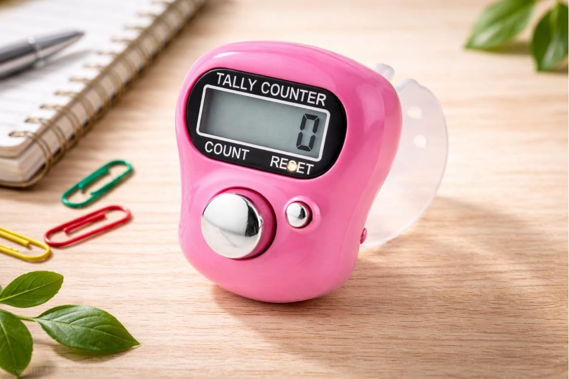 B INIK Digital Tally Counter, Multicolour, LCD Display, Count and Reset Functions, Finger Ring Strap Included