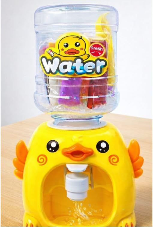 B INIK Kids Water Dispenser Toy with Clay, Yellow Duck Design, Educational Play Set, Plastic, Includes Modelling Clay