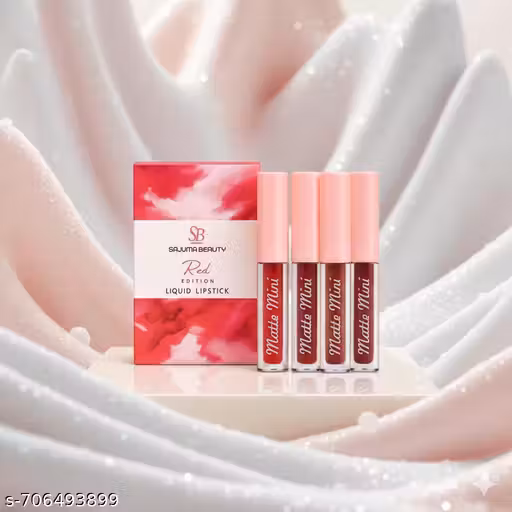 Premium Red Liquid Matte Lipstick Combo | Mini Travel-Friendly Lip Lipstick for Women (Pack of 4)