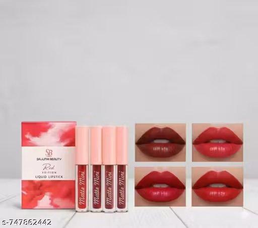 Long-Lasting Waterproof Matte Mini Liquid Lipstick Combo - Red Shades