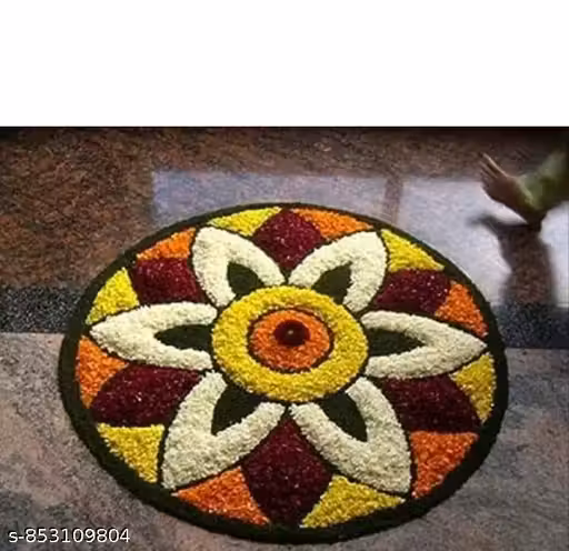 PREMIUM MULITICOLOR RANGOLI DOORMAT 24X24 INCHES -SOFT MICROFIBER - IDEAL FOR HOME DECOR AND POOJA MATE -BEST QUALITY MAT .