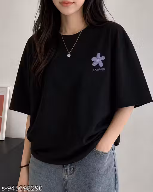 Black Oversized Graphic T Shirt for Women Casual wear