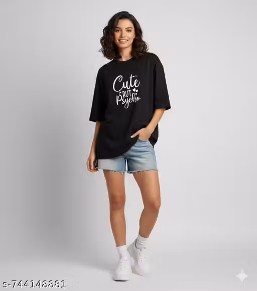 WOMEN OVERSIZE T-SHIRT BLACK-FIRST I NEED white