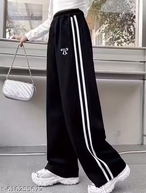 "Women Stylish Black Side Stripe Trouser