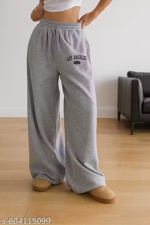 Women's & Girl Printed Wide-Leg, Baggy Trousers with 2 Side Pockets | Comfortable Streetwear