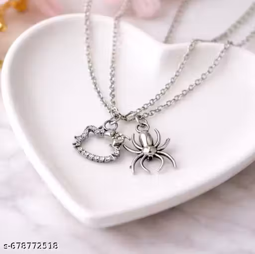 Hello Kitty And Spider Couple Necklace Set