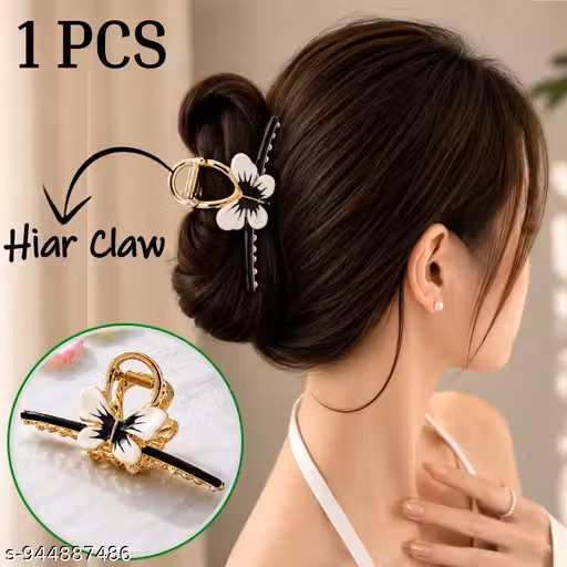 1 pcs Stylish Metal Hair Claw Clips - Non-Slip, Strong Butterfly Design, Large Tulip Hair Clamps - Fashion Hair Barrettes for Women, Girls - Thick & Thin Hair Accessories (winter multicolour)