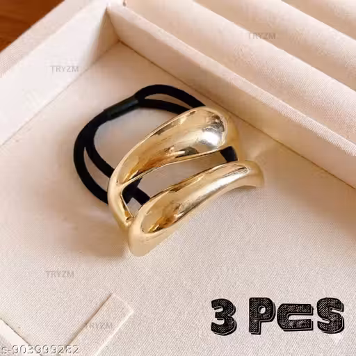 3 PCS Elastic Hair Bands for Women, Vintage Elastic Gold Ponytail Cuff for Hair, Damage-Free