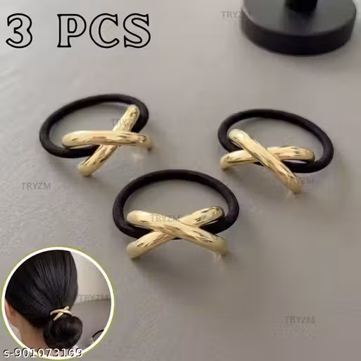 3 PCS Metal Hair Ties, Metal Geometric Elastic Shaped Hair Ties, Simple Ponytail Cuff Pony Tails Hair Ties, Retro Metal Hair Ties Hair Accessories For Special Occasions