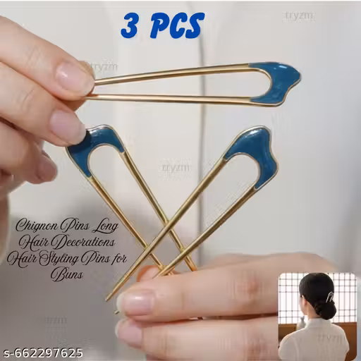 PACK OF 3 PCS Hair Sticks Fashion Metal Hair Chopsticks Hair Forks Hairpins Hair Pins Chignon Pins Long Hair Decorations Hair Styling Pins for Buns