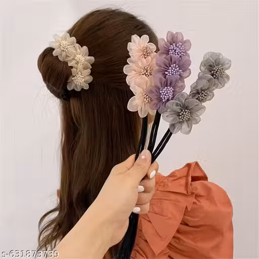 PACK OF 1 PCS RANDOM TWISTER Magic Hair Bun Maker Flower Bow Pearl Donut Bun Maker for Women DIY Hair Style Curler Accessories