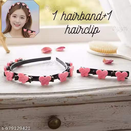 PACK OF 1 HAIRBAND +1 HAIR CLIP Girl Sweet Princess Hairstyle Hairpin, Double Layer Headbands with Clips Twist Plait Hair Tools, Fashion Bangs Hairpin for Women Girls