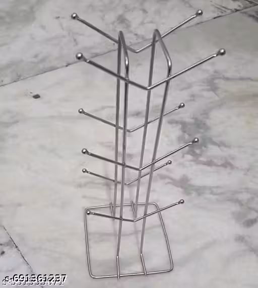 Kitchens Large Size Steel V Shape Cup Stand Pieces Coffee Cup Holder for Kitchen/ Tea Cup Holder/Dining Showcase Milk with 12 Hooks for Cups