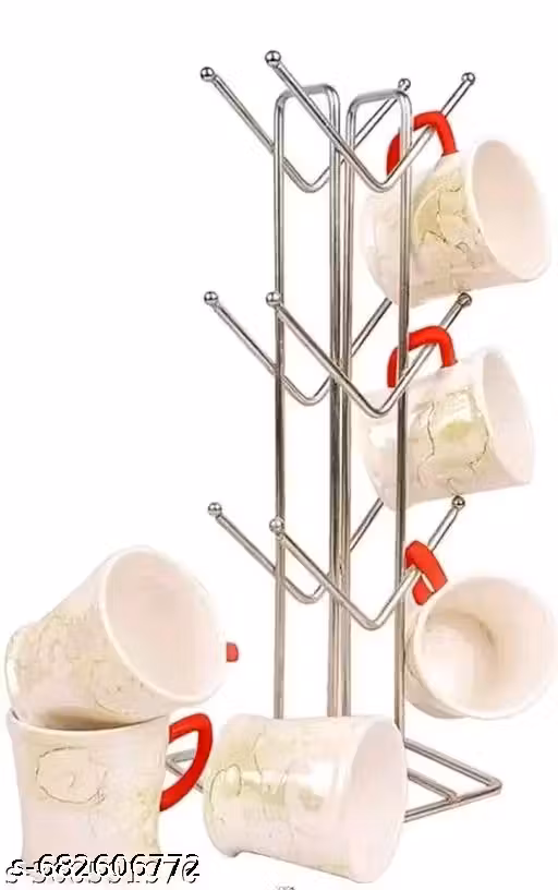 Kitchens Large Size Steel V Shape Cup Stand Pieces Coffee Cup Holder for Kitchen/ Tea Cup Holder/Dining Showcase Milk with 12 Hooks for Cups