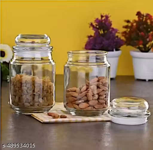 Transparent Glass Storage Jars – 600ml Airtight Masala & Spice Containers (Pack of 2) | Glass storage jars | 600ml spice containers | Airtight masala jars | Kitchen storage | Transparent jars | Food-grade glass | Dry fruit containers | Pantry organization