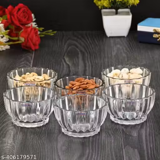 New Trendy Classic Microwave Safe WHITE Glass & Crocker Ice Cream and Mixing Bowls Set (Combo Pack of 06) | New Trendy Bowls | Classic White Glass Bowls | Microwave Safe Glass Bowls | Crocker Ice Cream Bowls | Mixing Bowls Set | Glass Bowls | Combo Pack o