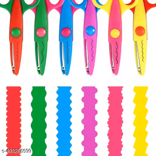 New 6 Craft Scissors/ Set, 6 Patterns, Plastic Scrapbook Scissors, Safe, Smooth Cutting, Colorful, Suitable for Holiday Parties and Decorations, DIY Paper Cuttings