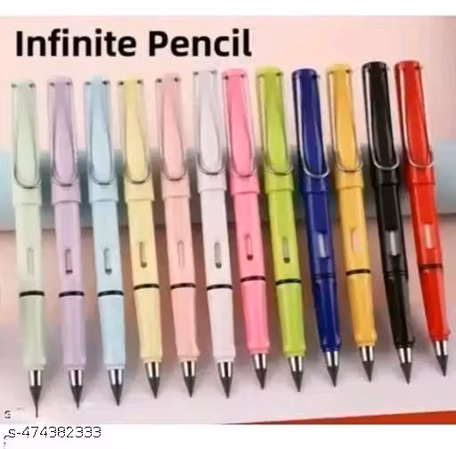 Everlasting Inkless Pencils Portable and Erasable Metal Writing Pens Replaceable Graphite Nib Triangle Golf Stationary Set