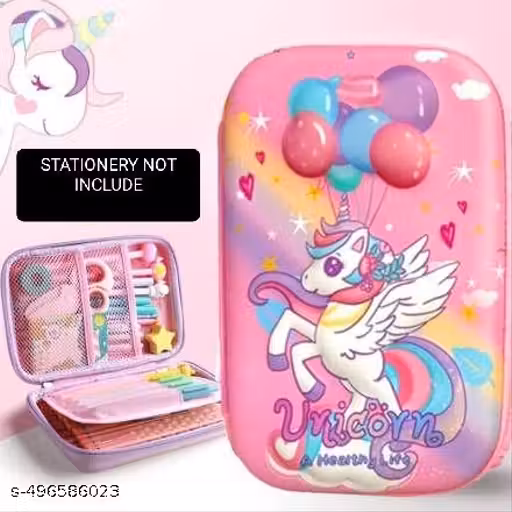 Unicorn Pencil Case with Compartments, Pencil Pouch for Kids, Pencil Box for Kids, School Supply Organizer for Students, Stationery Box Pouch Art Polyester Pencil Box (Set of 1, Multicolor)