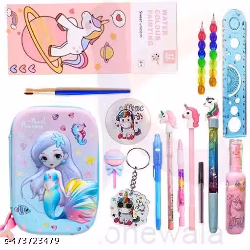Mermaid Pouch With Stationery Pen Pencil Combo Set Stationery Supplies Pack For Kids School Supplies