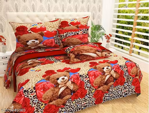 STYLISH 100% POLYCOTTON DOUBLE BED SHEET SIZE 90x90 inch WITH 2 PC PILLOW COVER SIZE 16x26 inch