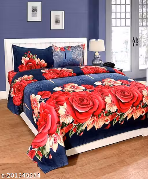 STYLISH 100% POLYCOTTON DOUBLE BED SHEET SIZE 90x90 inch WITH 2 PC PILLOW COVER SIZE 16x26 inch