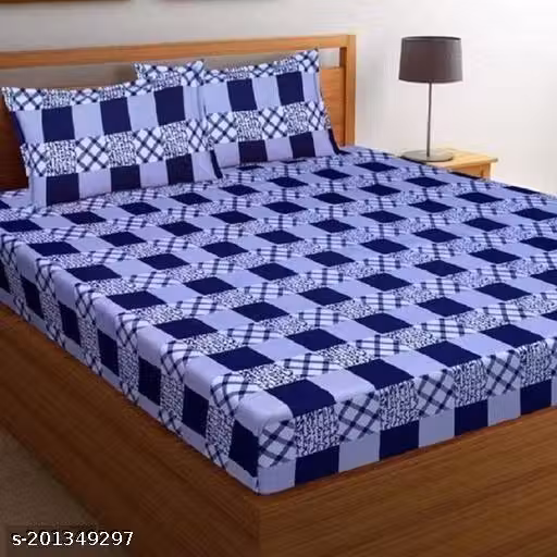 STYLISH 100% POLYCOTTON DOUBLE BED SHEET SIZE 90x90 inch WITH 2 PC PILLOW COVER SIZE 16x26 inch