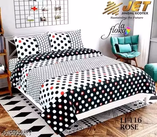 Stylish Cotton Double Bedsheet with Pillow Cover | Trendy Printed Polycotton Double Bedsheet with 2 Pillow Cover for Home | Breathable and Softtouch Flower Print Bed Sheet | Latest Fashionable Soft Breathable Floral Printed Double Bedsheets